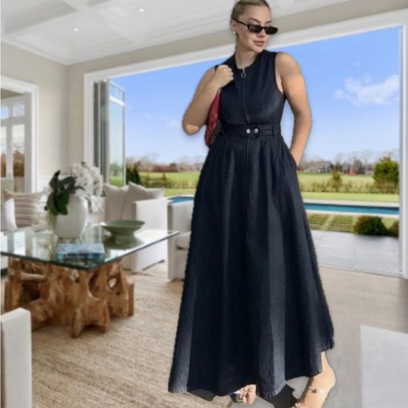 Zara Asymmetric denim midi dress LAST ONE - Picture 3 of 13